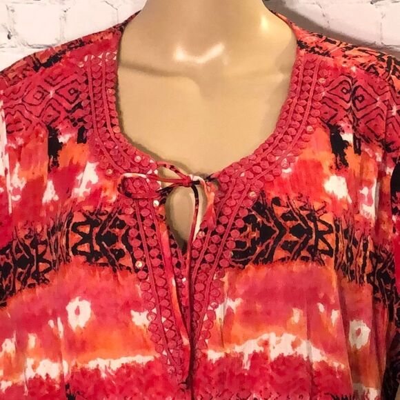 Notations Boho Loose Fit Short Sleeve Top L - Picture 2 of 10